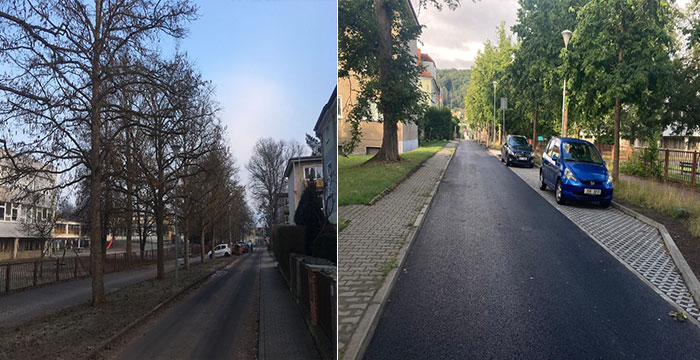Ulice Vojnovičova před a po rekonstrukci