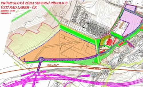 Mapa průmyslová zóna Severní Předlice