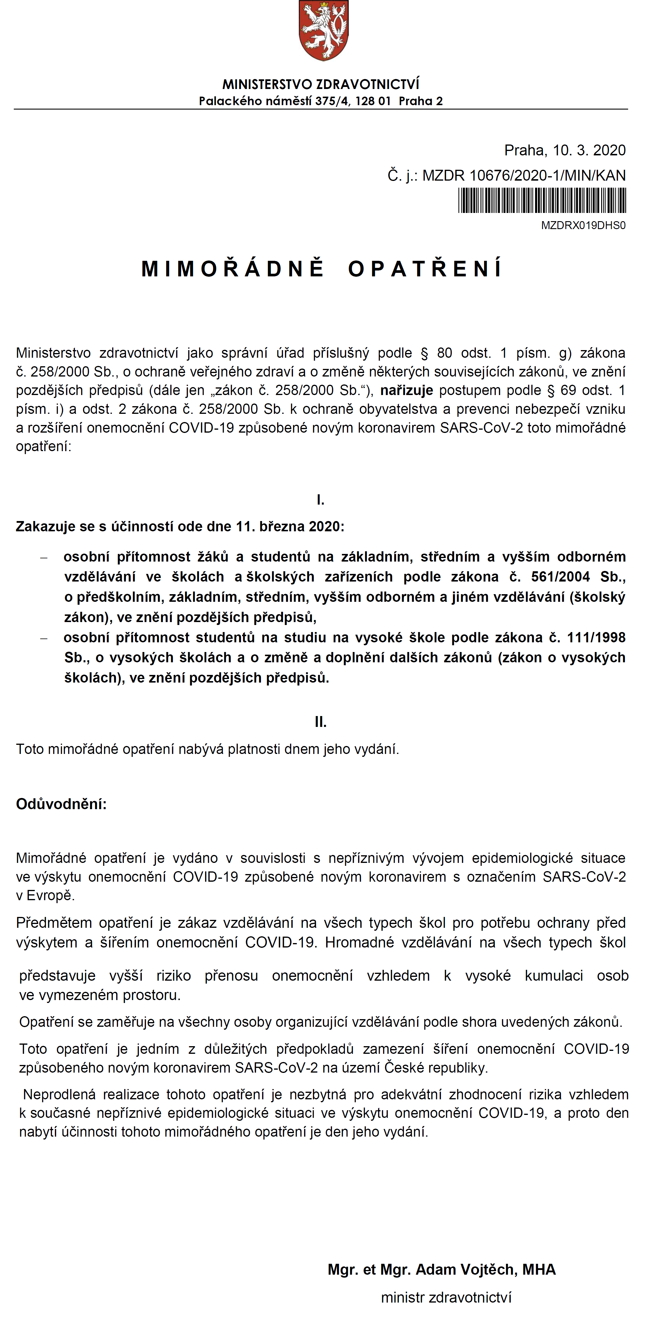 vyjadreni skoly | WebJET CMS koronavirus školy