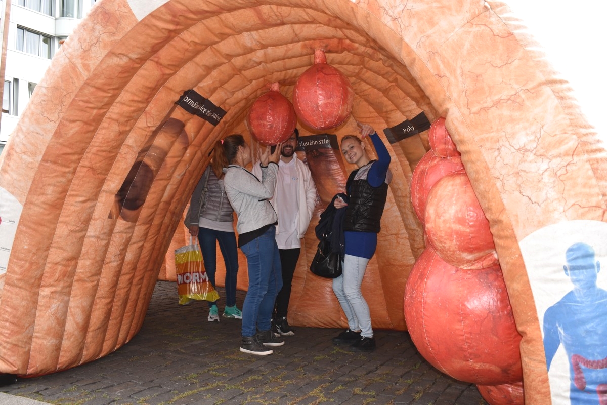 2019 09 17 den pro zdravi 16 | WebJET CMS Veřejnost při prohlídce makety tlustého střeva