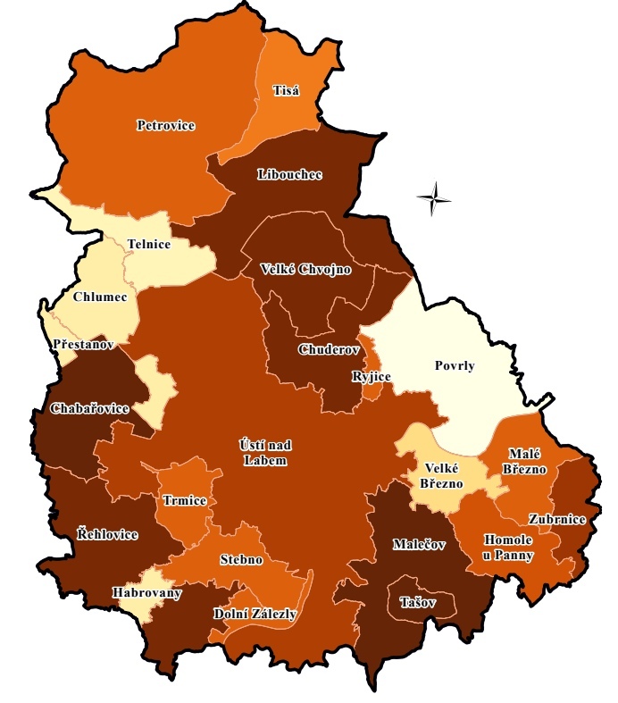 Obce v ORP Ústí nad Labem